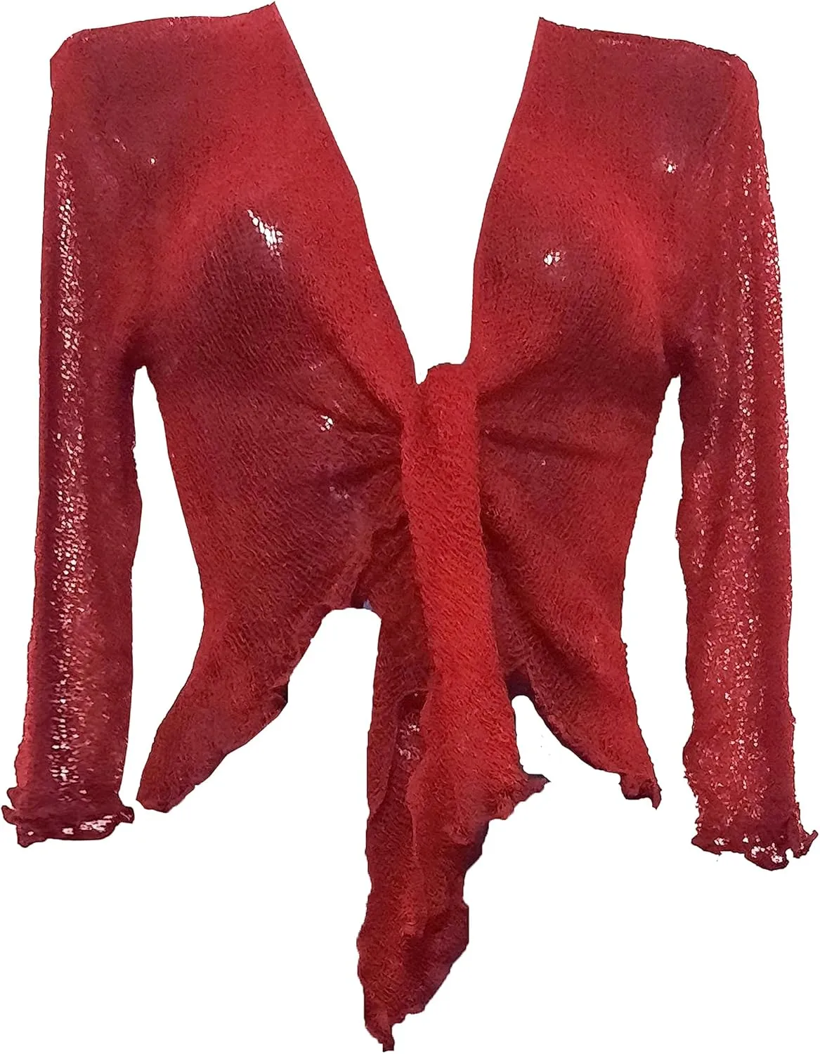 Womens Bali Crochet Knitted Cropped Bolero Sheer Cardigan Ladies Tie Up Open Front Shrug Plus Size Lightweight Summer Top