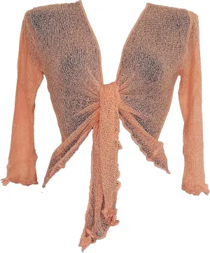 Womens Bali Crochet Knitted Cropped Bolero Sheer Cardigan Ladies Tie Up Open Front Shrug Plus Size Lightweight Summer Top