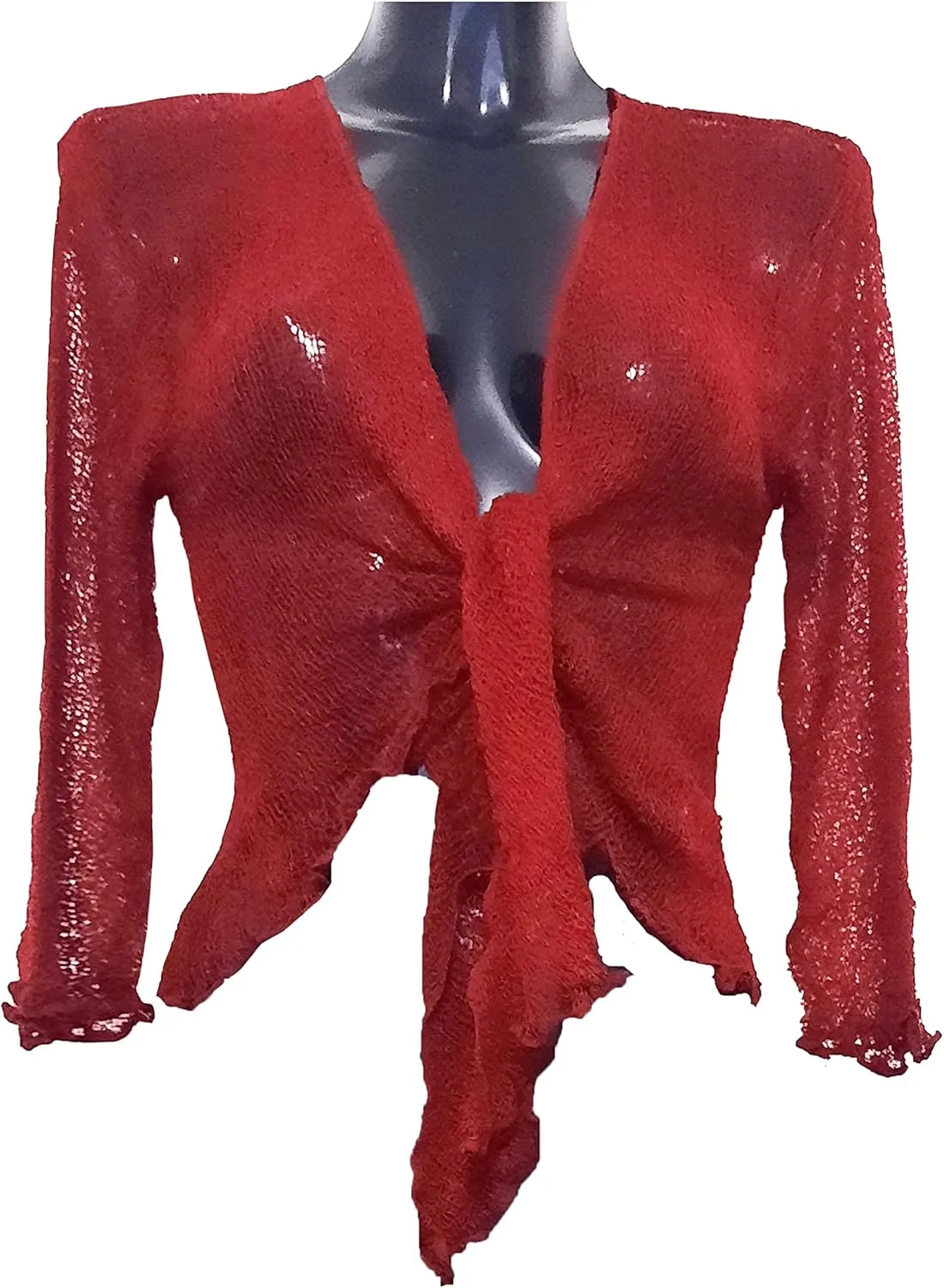 Womens Bali Crochet Knitted Cropped Bolero Sheer Cardigan Ladies Tie Up Open Front Shrug Plus Size Lightweight Summer Top
