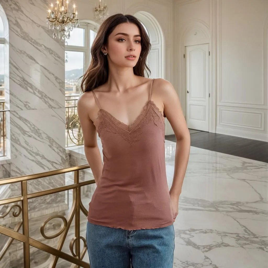 Women's Camisole Tops Built in Padded Bra Adjustable Spaghetti Strap Tank Top V Neck Sleeveless Blouse for Wear Home