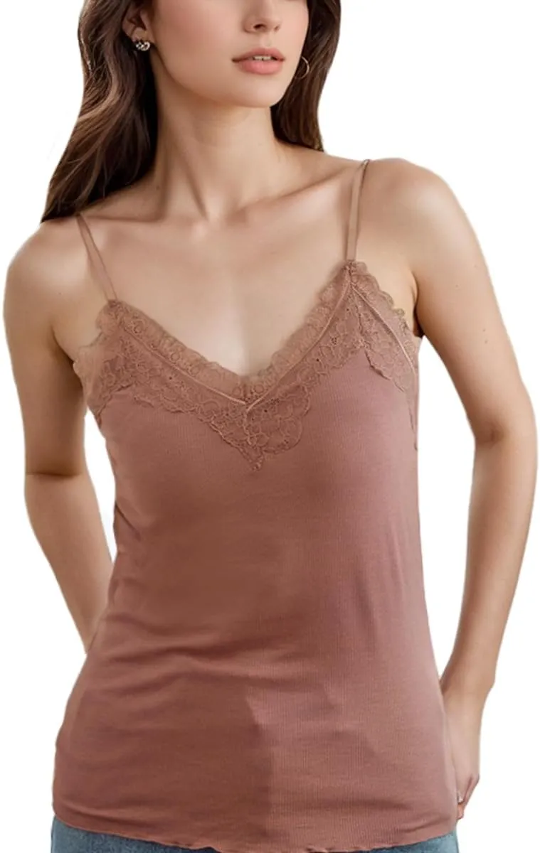Women's Camisole Tops Built in Padded Bra Adjustable Spaghetti Strap Tank Top V Neck Sleeveless Blouse for Wear Home
