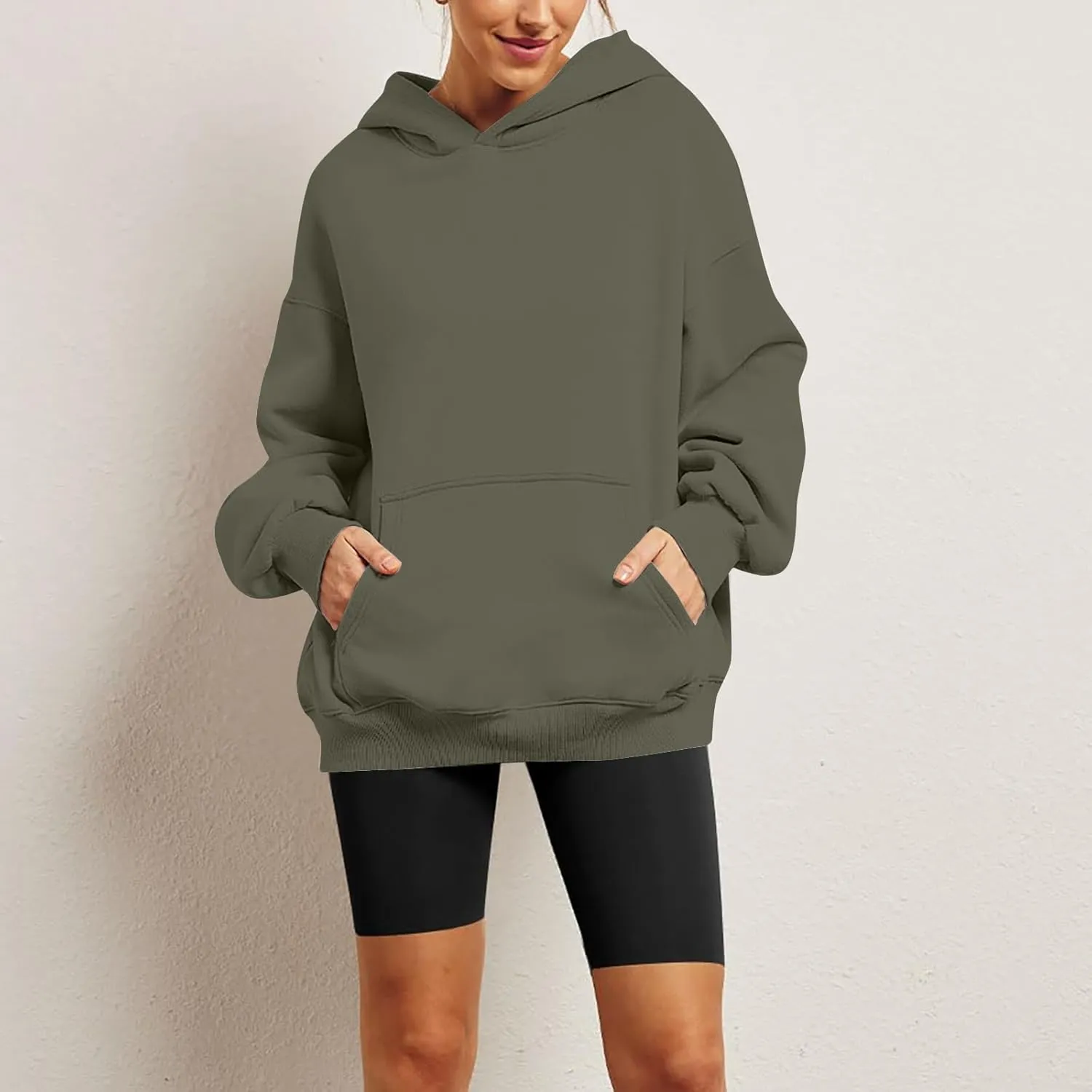 Women's Camo Hoodie Maple-Leaf Print Oversized Sweatshirt Fleece Hooded Sweatshirts with Pocket Casual Fall Pullover