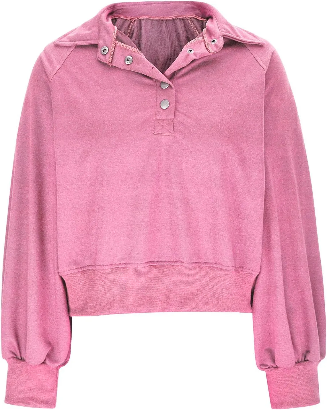 Womens Casual Button v Neck Hoodies Oversized Long Sleeve Hooded Pullover Sweatshirt Tops Fall Fashion Clothes 2023