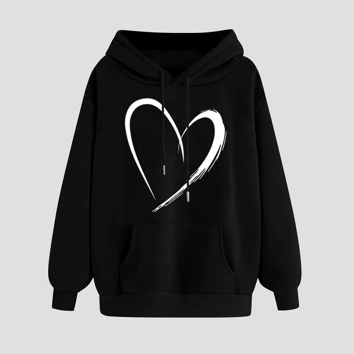 Womens Cute Heart Hoodies Graphic Pullover Fall Fashion Hooded Drawstring Sweatshirt Teen Girls Long Sleeve Sweater