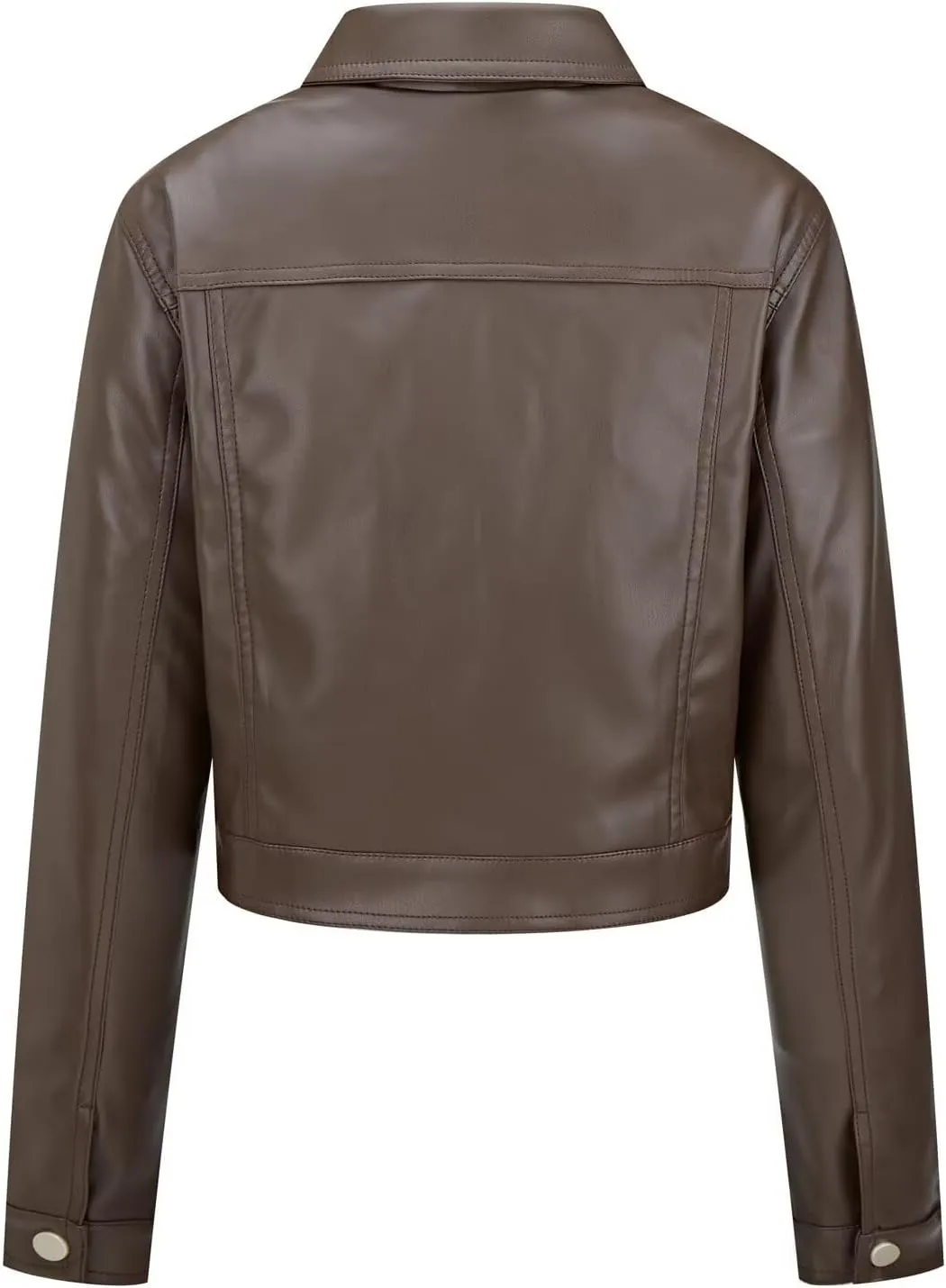 Women's Faux Leather Jacket Cropped Motorcycle Biker Jacket Moto PU Leather Jacket