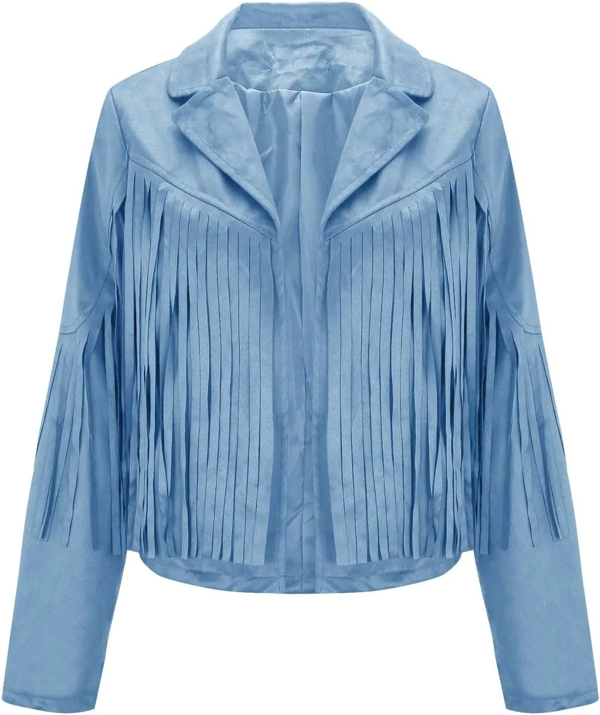Womens Fringe Jackets Plus Size Faux Suede Coat Fashion Long Sleeve Cardigan Vintage Western Hippie Clothes