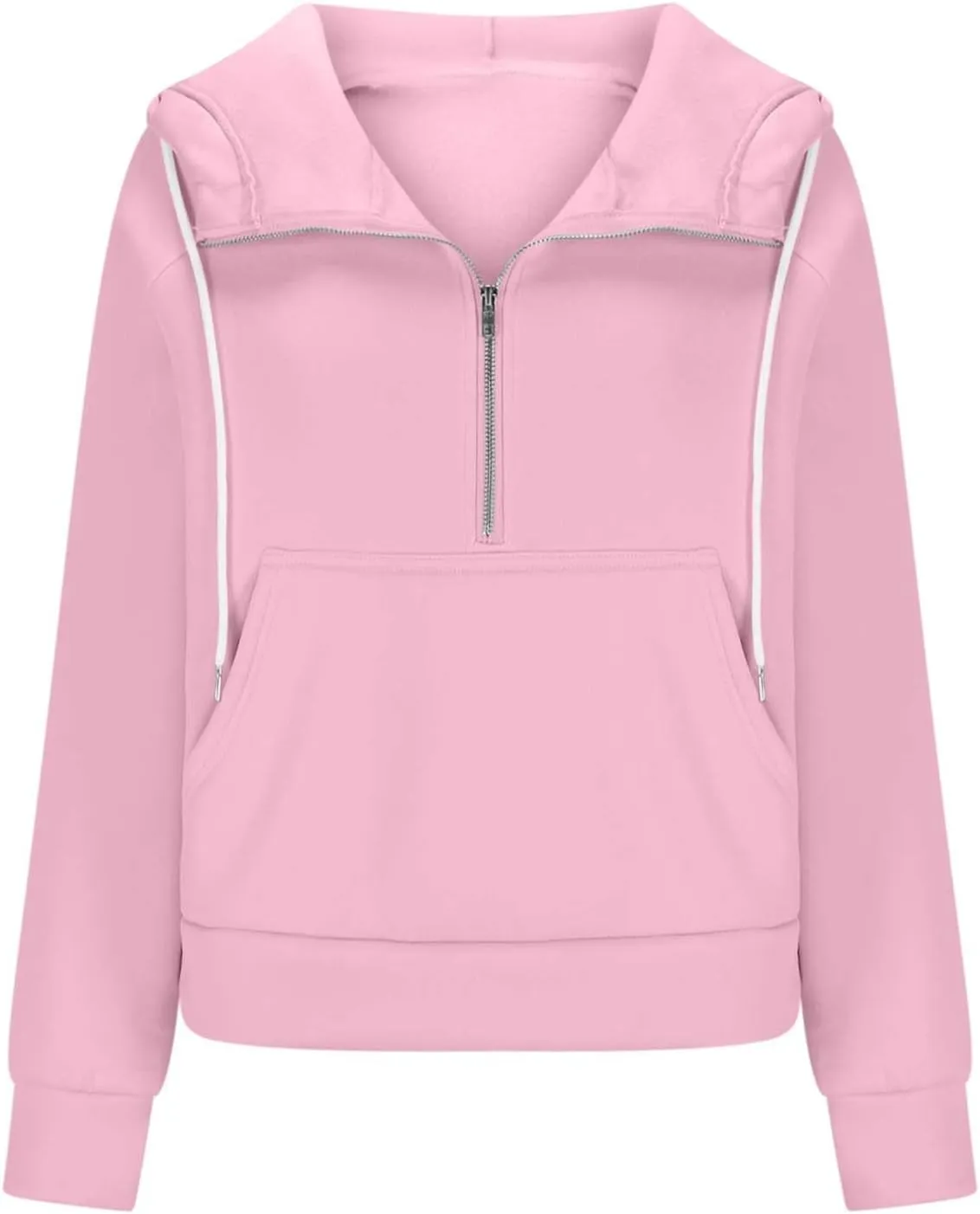 Womens Hoodies Zip Up Lightweight Long Sleeve Solid Hooded Sweatshirts Casual Full Zip Up Cropped Sweatshirts Jackets