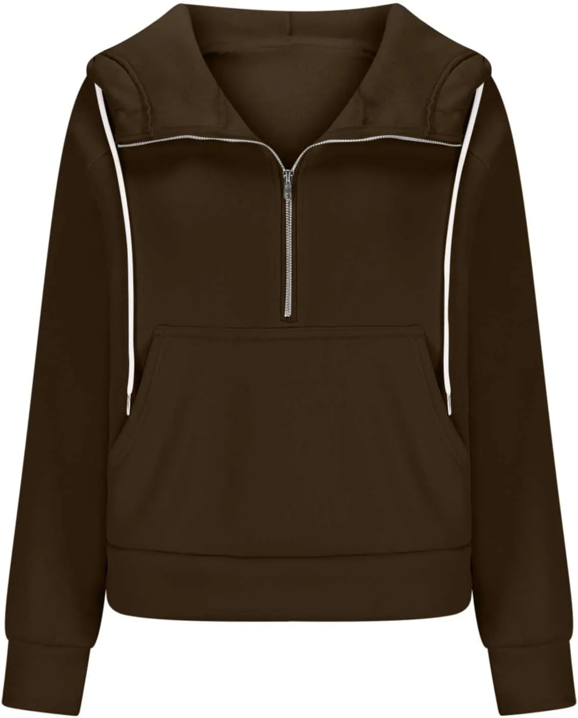 Womens Hoodies Zip Up Lightweight Long Sleeve Solid Hooded Sweatshirts Casual Full Zip Up Cropped Sweatshirts Jackets