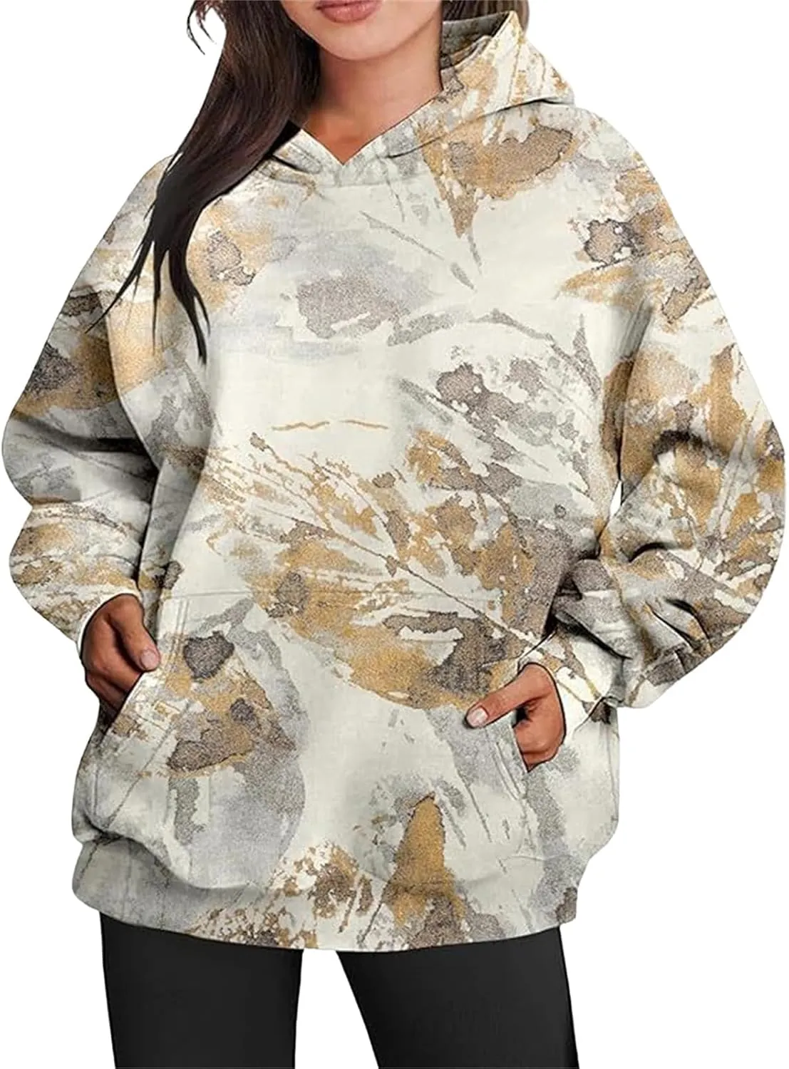 Womens Oversized Hoodies Camo Fleece Sweatshirts Casual Long Sleeve Sweaters Pullover