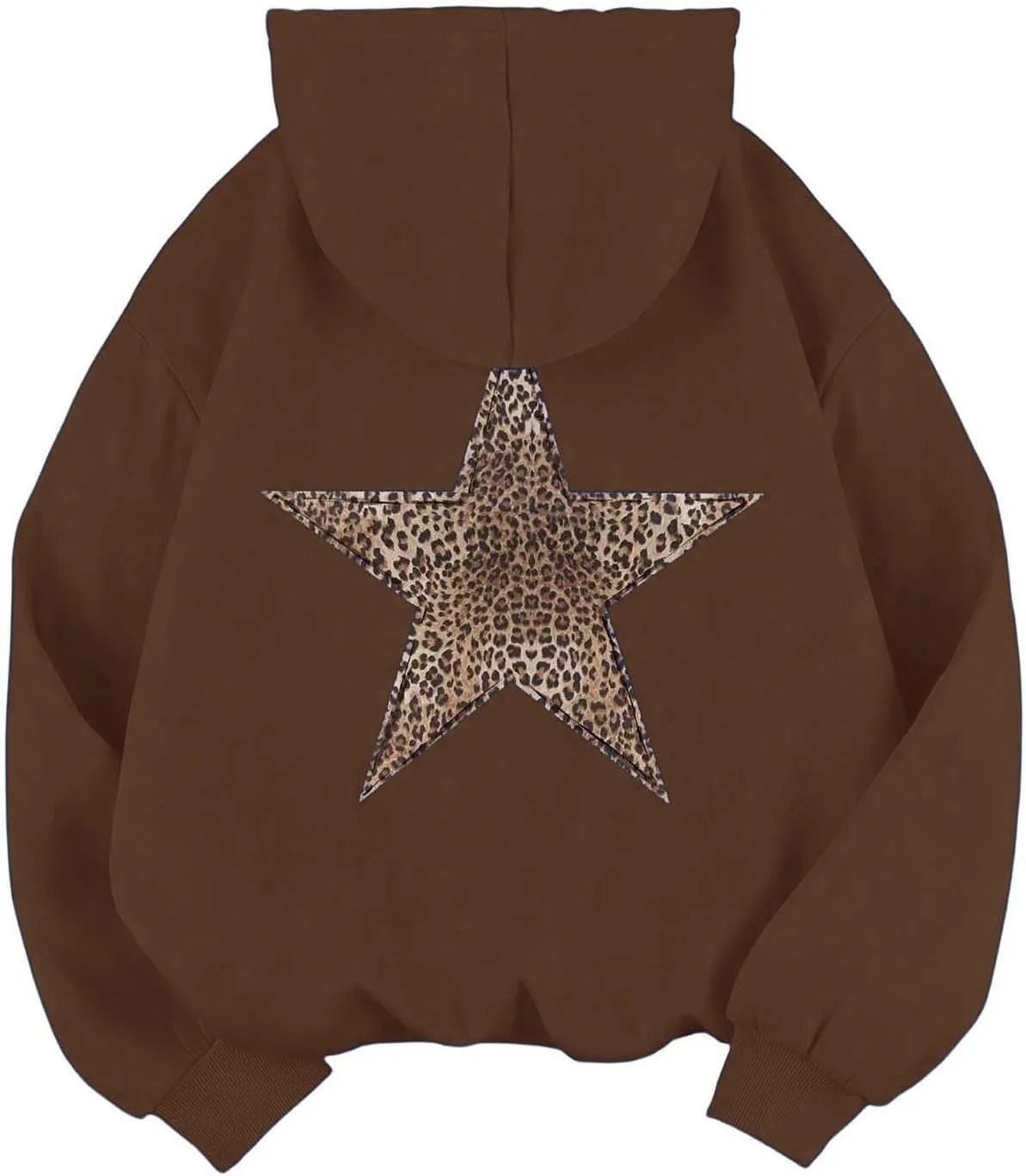 Womens Oversized Hoodies Distressed Star Graphic Sweatshirt Long Sleeve Hooded Shirt Aesthetic Pullover
