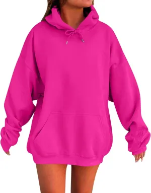 Womens Oversized Hoodies Long Sleeve Fleece Sweatshirts Drop Shoulder Pullover with Pocket 2024 Fall Y2k Clothes