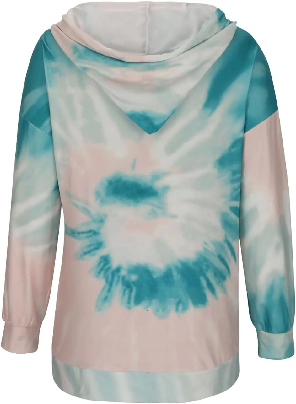 Womens Oversized Hoodies Plus Size Tie Dye Long Sleeve Hooded Pullover Tops Dressy Casual Fall y2k Hoodie Sweatshirt