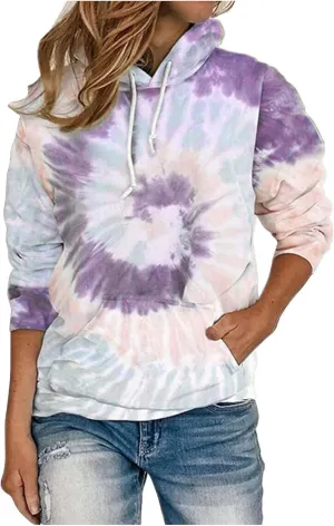Womens Oversized Hoodies Plus Size Tie Dye Long Sleeve Hooded Pullover Tops Dressy Casual Fall y2k Hoodie Sweatshirt