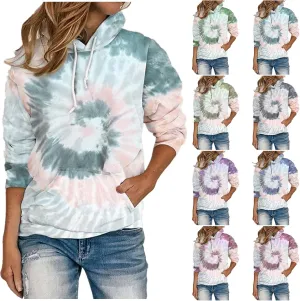 Womens Oversized Hoodies Plus Size Tie Dye Long Sleeve Hooded Pullover Tops Dressy Casual Fall y2k Hoodie Sweatshirt