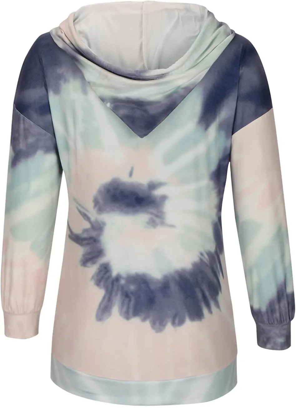 Womens Oversized Hoodies Plus Size Tie Dye Long Sleeve Hooded Pullover Tops Dressy Casual Fall y2k Hoodie Sweatshirt