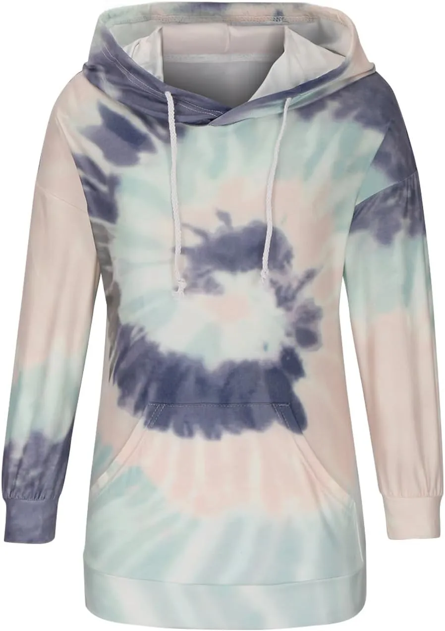 Womens Oversized Hoodies Plus Size Tie Dye Long Sleeve Hooded Pullover Tops Dressy Casual Fall y2k Hoodie Sweatshirt