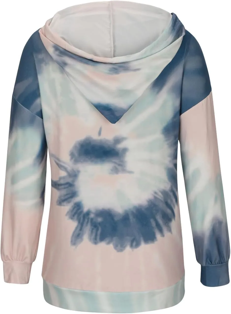 Womens Oversized Hoodies Plus Size Tie Dye Long Sleeve Hooded Pullover Tops Dressy Casual Fall y2k Hoodie Sweatshirt