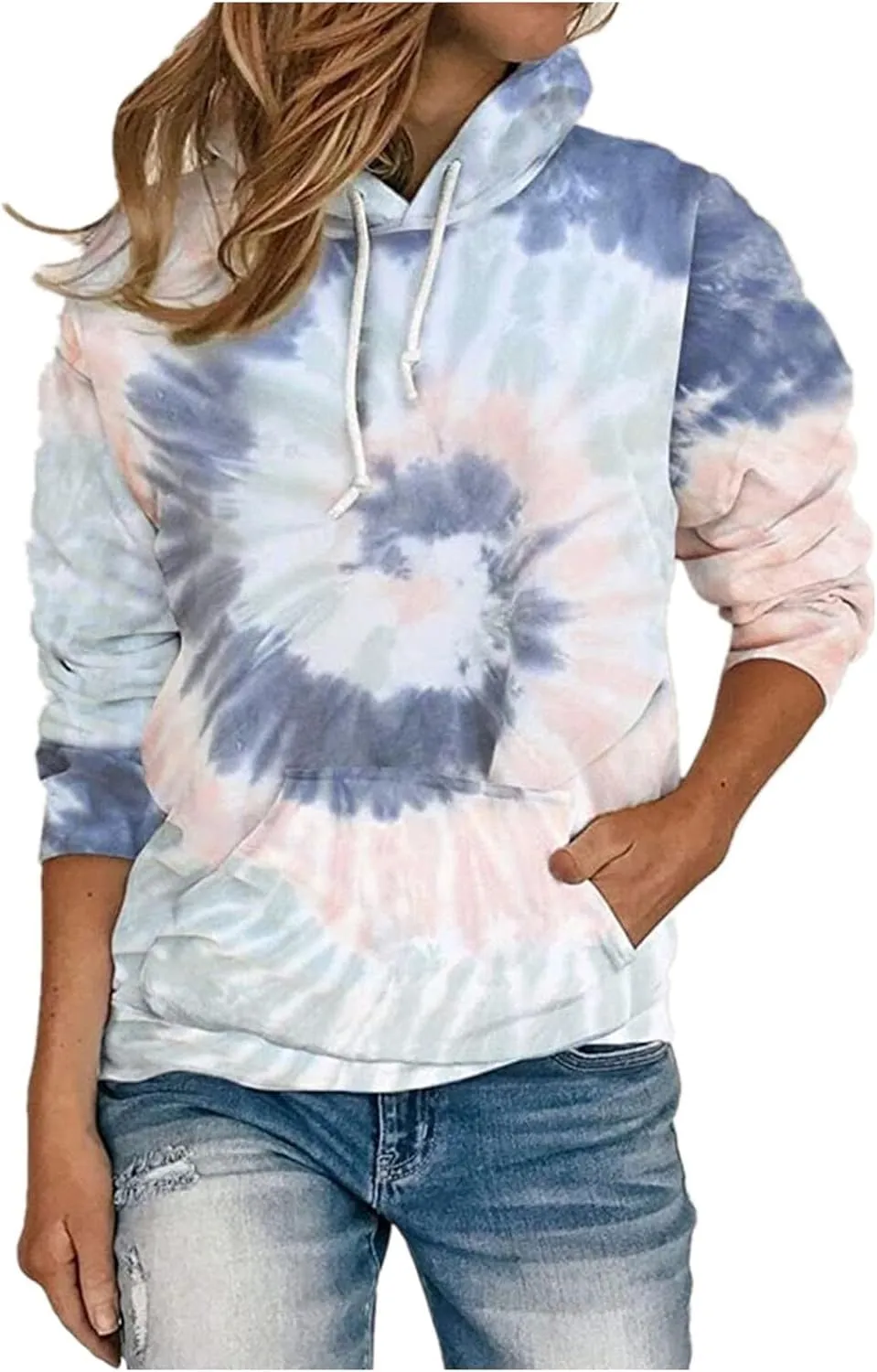 Womens Oversized Hoodies Plus Size Tie Dye Long Sleeve Hooded Pullover Tops Dressy Casual Fall y2k Hoodie Sweatshirt