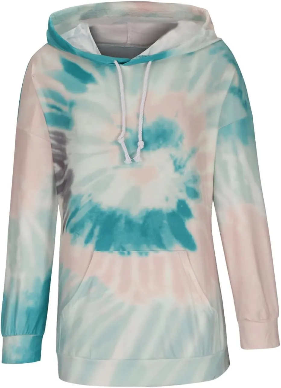 Womens Oversized Hoodies Plus Size Tie Dye Long Sleeve Hooded Pullover Tops Dressy Casual Fall y2k Hoodie Sweatshirt