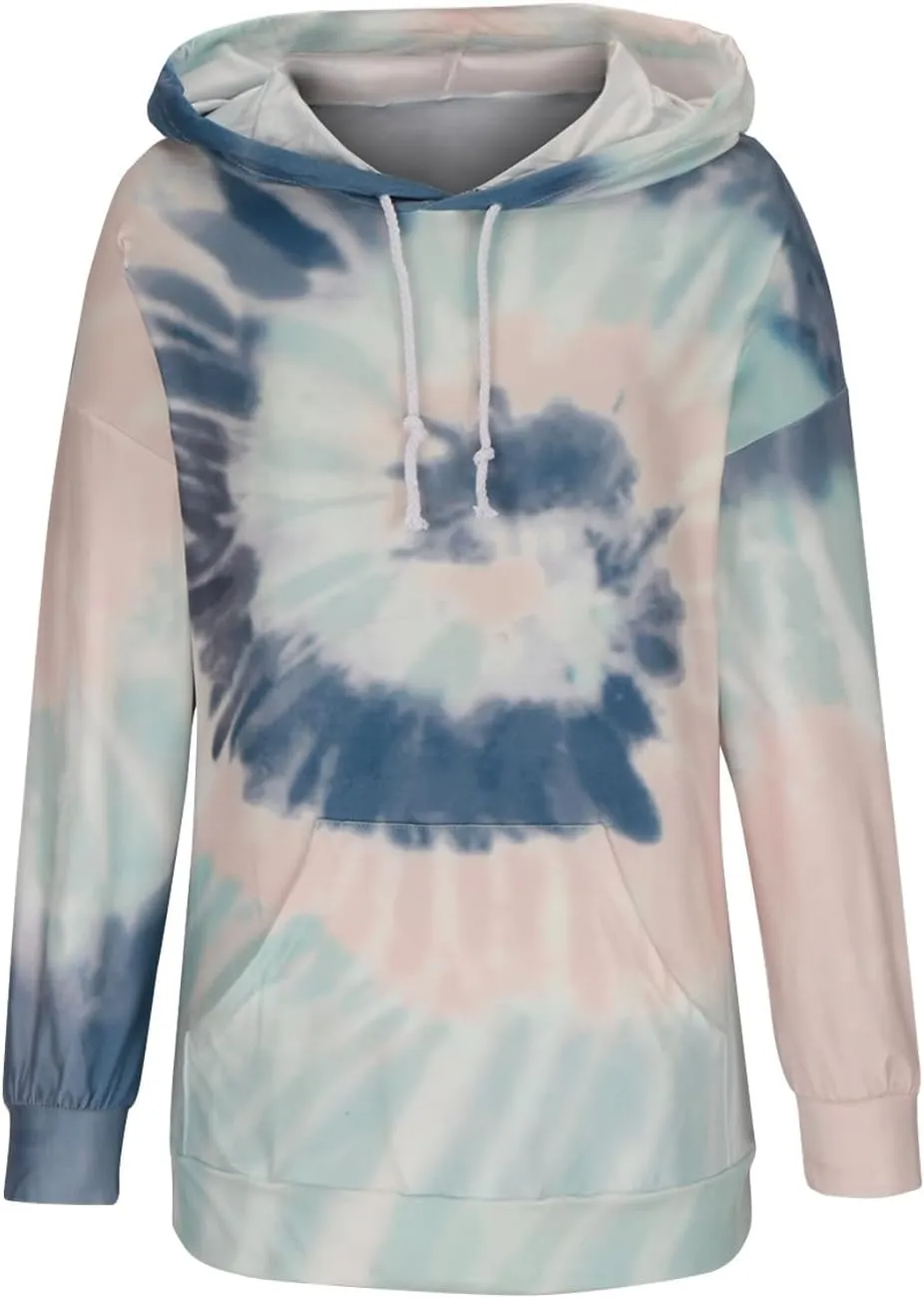 Womens Oversized Hoodies Plus Size Tie Dye Long Sleeve Hooded Pullover Tops Dressy Casual Fall y2k Hoodie Sweatshirt