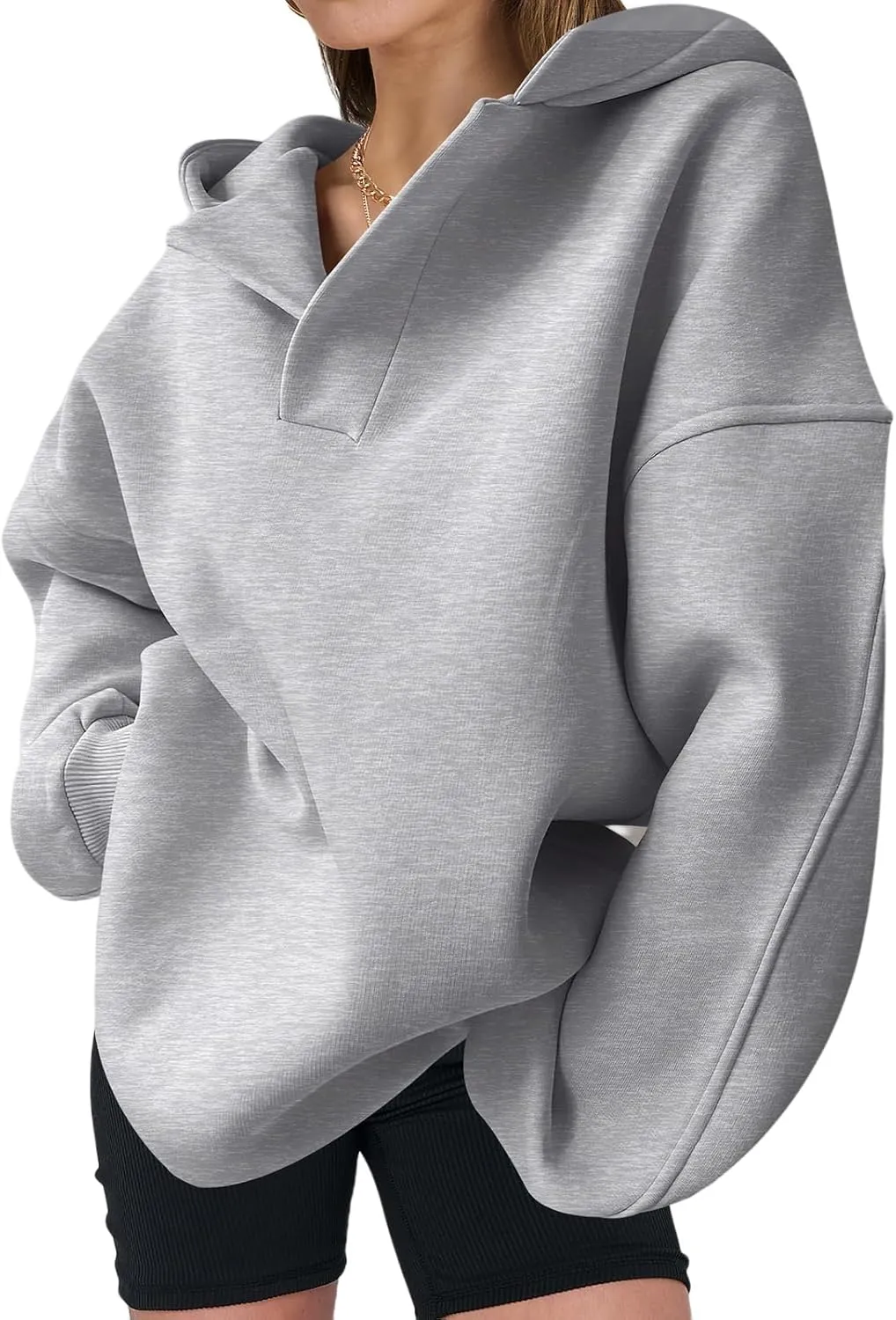 Women's Oversized Hoodies V Neck Sweatshirts Long Sleeve Pullover Casual Fall Teen Girls Preppy Trendy Clothes