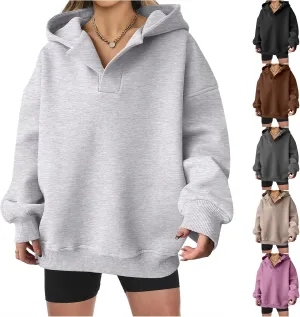 Women's Oversized Hoodies V Neck Sweatshirts Long Sleeve Pullover Casual Fall Teen Girls Preppy Trendy Clothes