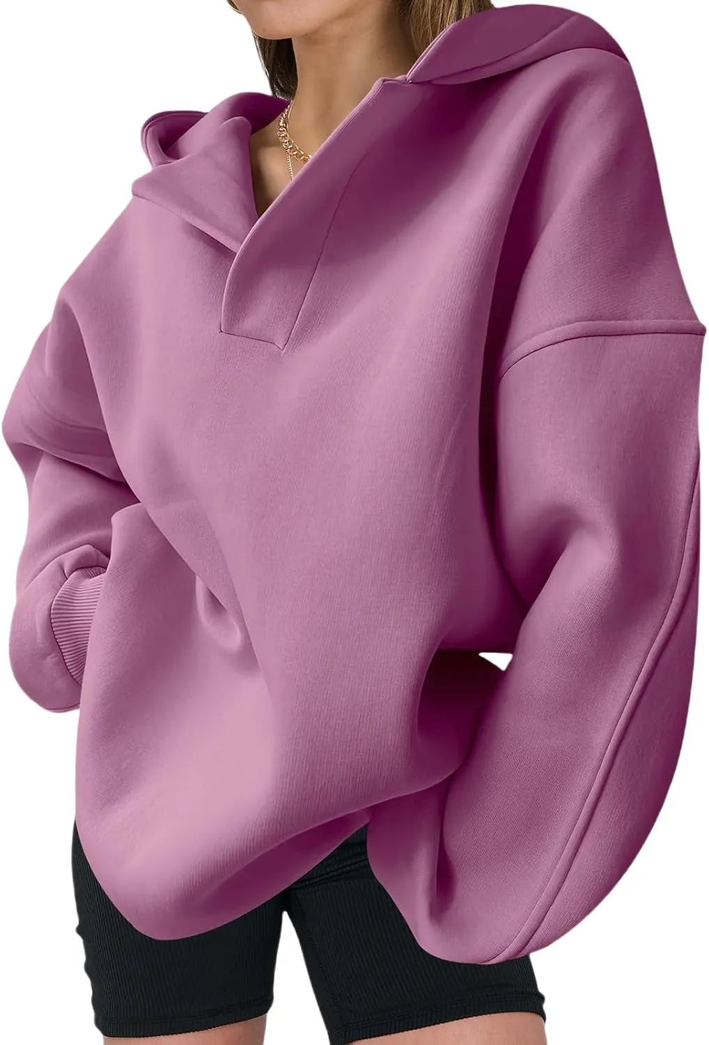 Women's Oversized Hoodies V Neck Sweatshirts Long Sleeve Pullover Casual Fall Teen Girls Preppy Trendy Clothes