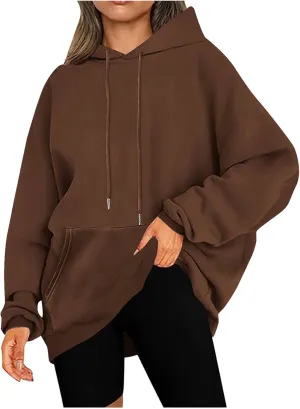 Womens Oversized Pullover Hoodie with Pocket Sweatshirt Fleece Fashion 2025 Casual Loose Long Sleeve Tops