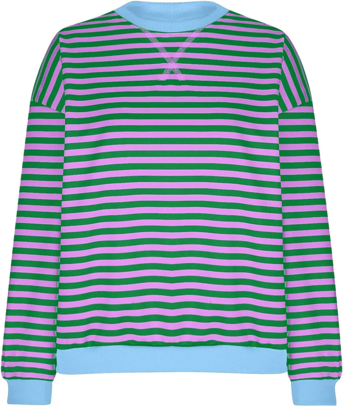 Women's Oversized Sweatshirts 2024 Fall y2k Clothes Casual Striped Pullover Tops Long Sleeve Crewneck Shirts