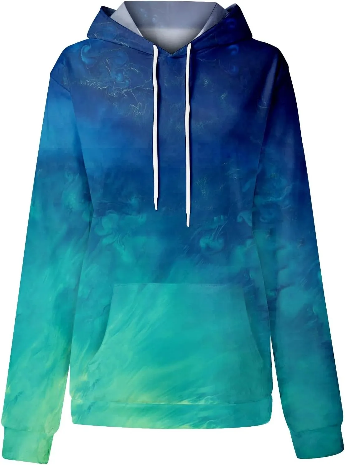 Women's Pullover Sweaters Long Sleeve Printed Sweatshirt Graphic Drawstring Top Hoodie Fall Outfits with Pocket
