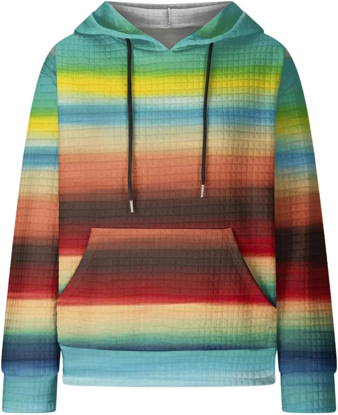 Womens Waffle Knit Hoodies Cute Hooded Sweatshirt Fall Casual Drawstring Pullover Sweater Workout Gym Hoodie Tops