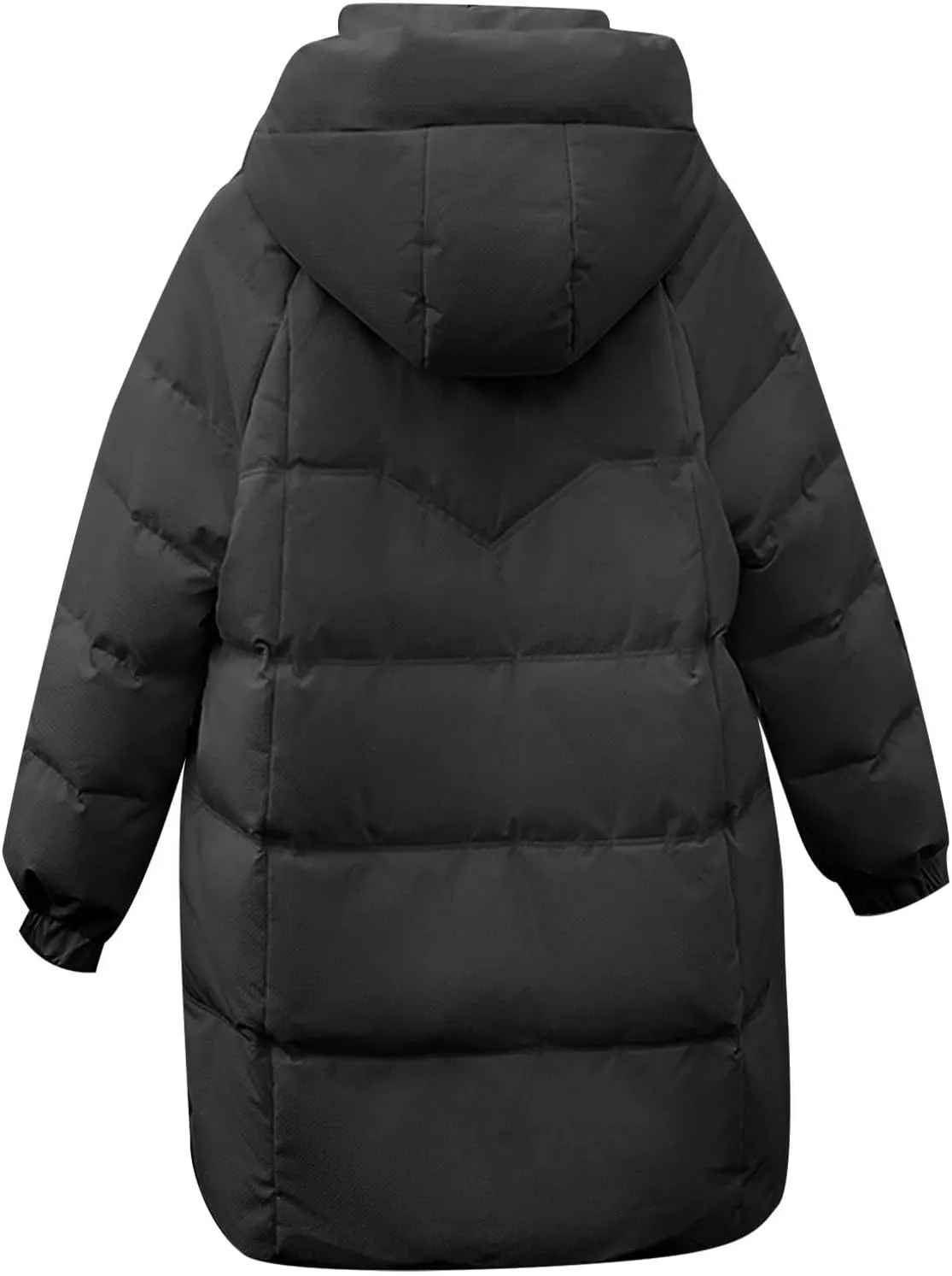 Women's Warm Winter Cotton Padded Down Coat Quilted Thicken Puffer Jacket Zipper Pockets Outwear with Removable Hood