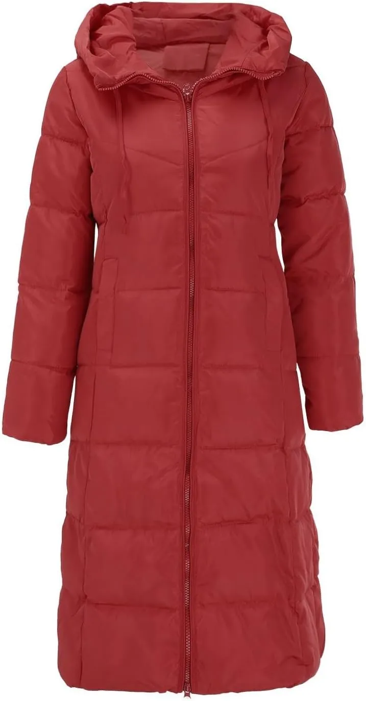 Womens Warm Winter Puffer Hooded Puffer Jacket Lightweight Winter Coat Womens sherpa Fleece Lined Long Jackets