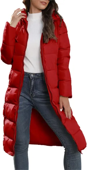 Womens Warm Winter Puffer Hooded Puffer Jacket Lightweight Winter Coat Womens sherpa Fleece Lined Long Jackets