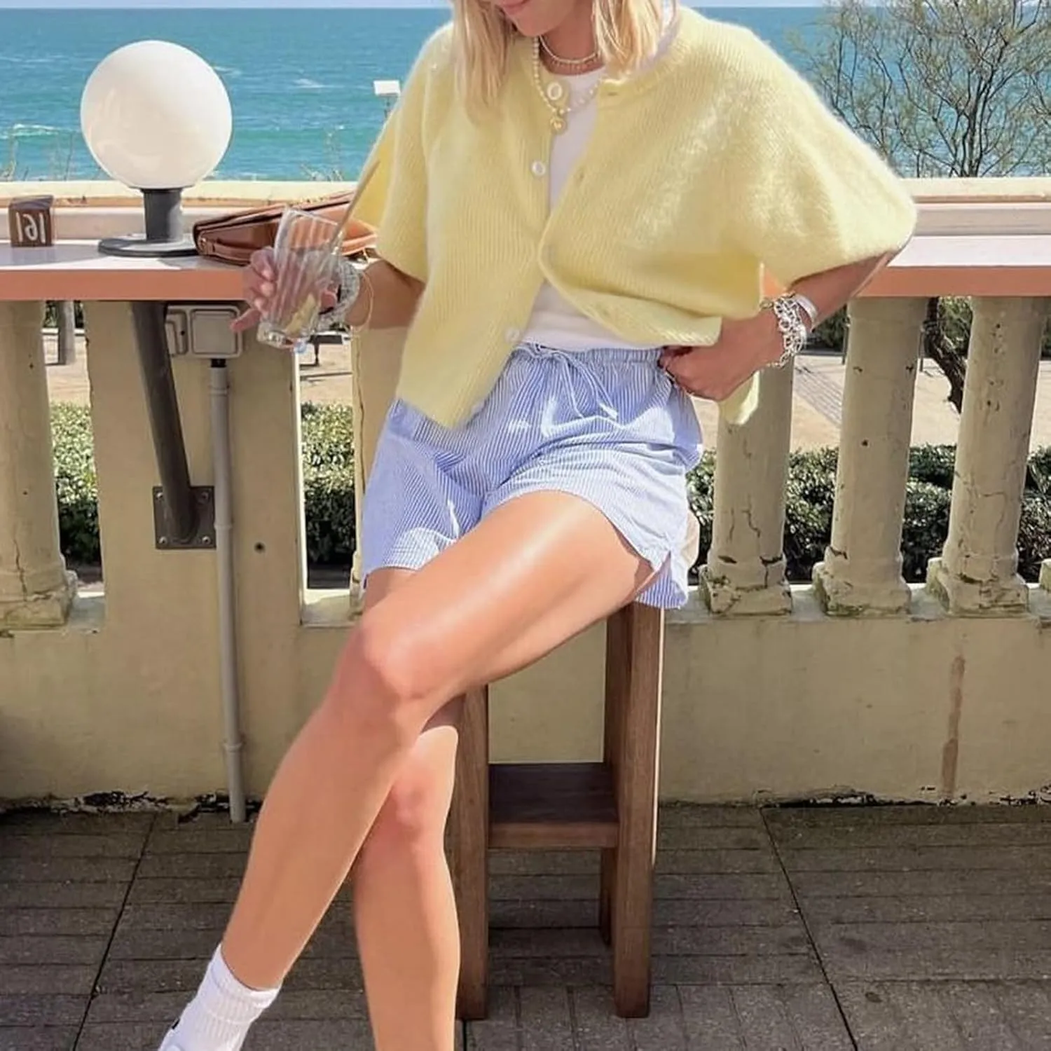 Women's Y2K Summer Button Down Sweater Cardigans Shirts Short Sleeve Knitted Blouse Top Going Out Cropped Knit Tops