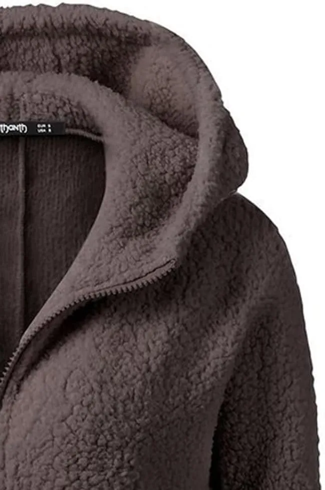 Womens Zip Up Hoodies Lightweight Fleece Lined Coats Winter Warm Coat Outwear Hooded Cotton Wool Coat with Pockets