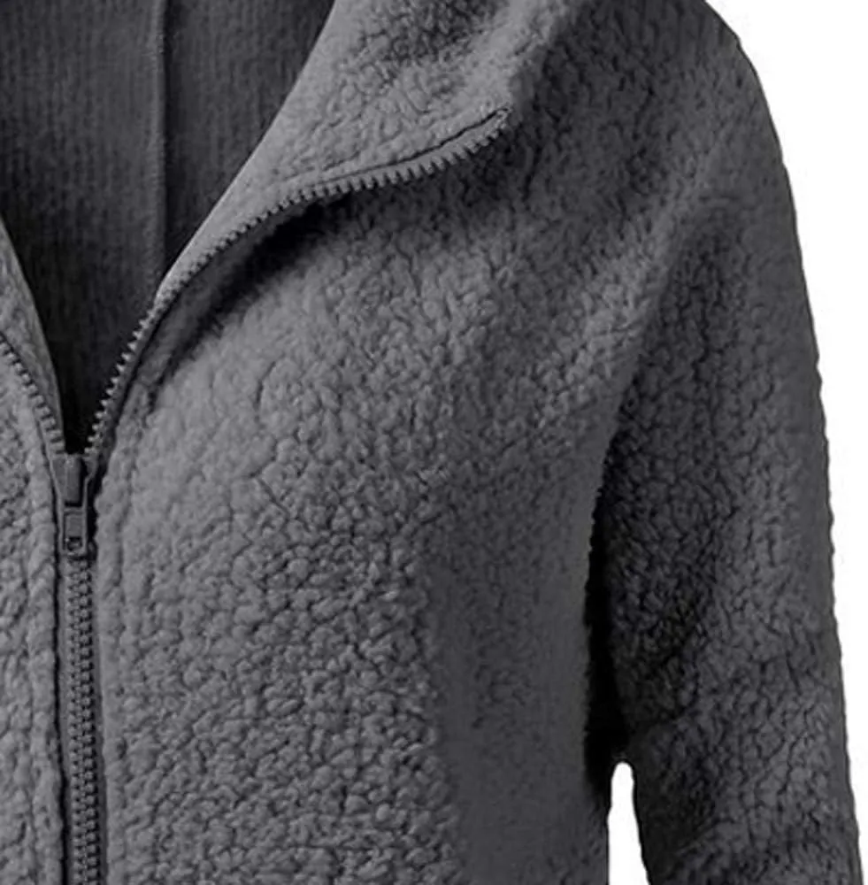 Womens Zip Up Hoodies Lightweight Fleece Lined Coats Winter Warm Coat Outwear Hooded Cotton Wool Coat with Pockets
