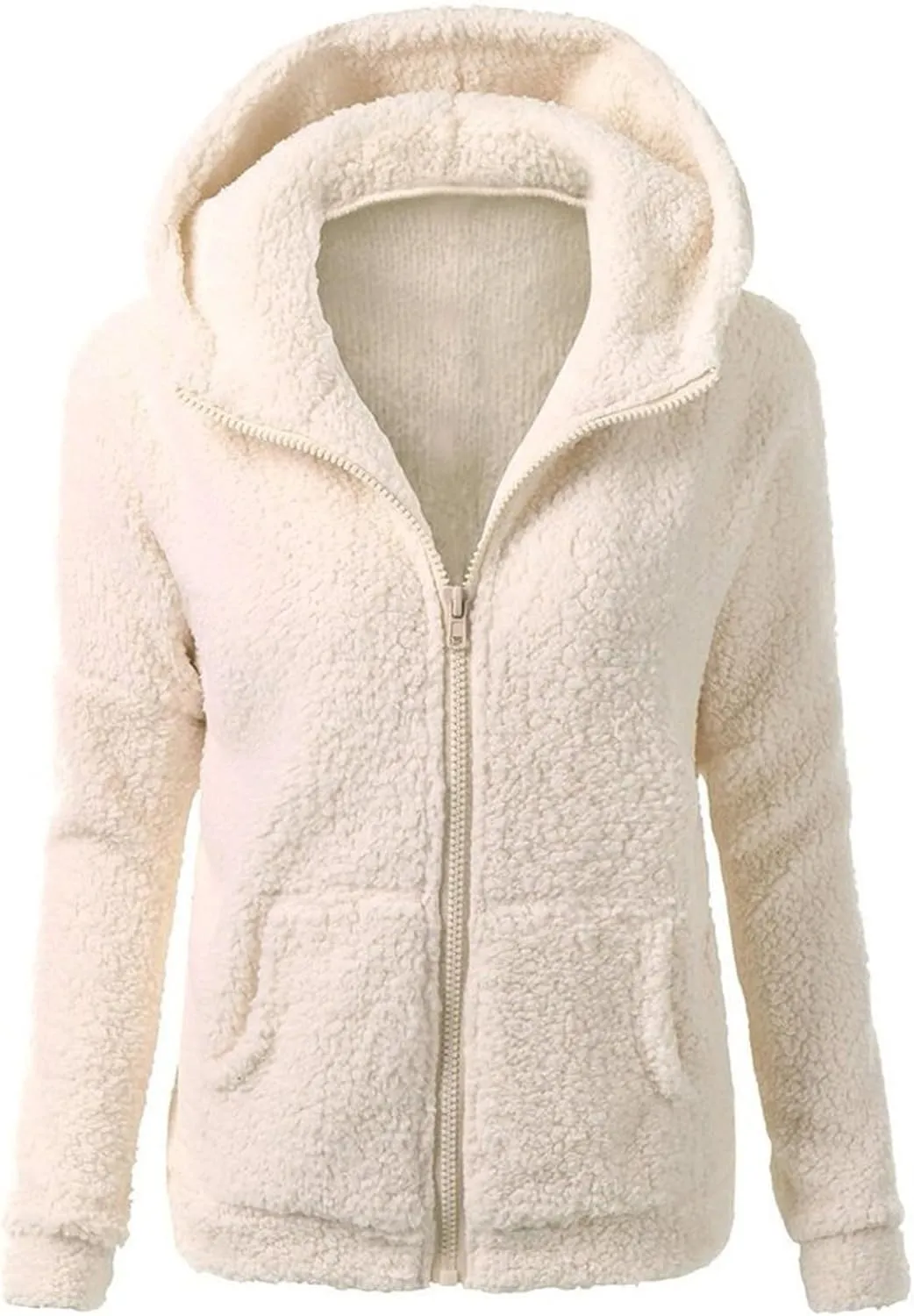 Womens Zip Up Hoodies Lightweight Fleece Lined Coats Winter Warm Coat Outwear Hooded Cotton Wool Coat with Pockets