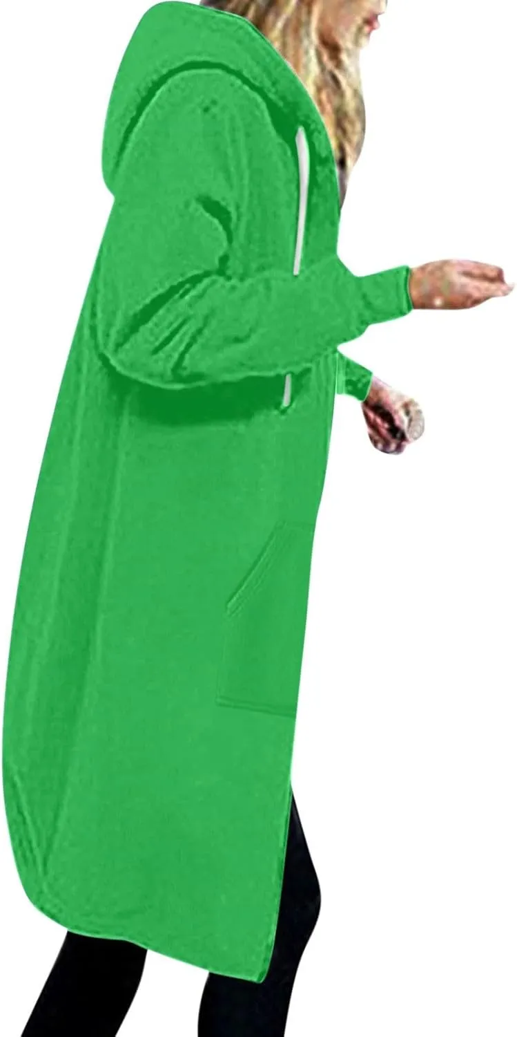 Women's Zip Up Hoodies Oversized Fleece Long Tunic Sweatshirts Casual Long Sleeve 2024 Fall Trendy Jacket Coat