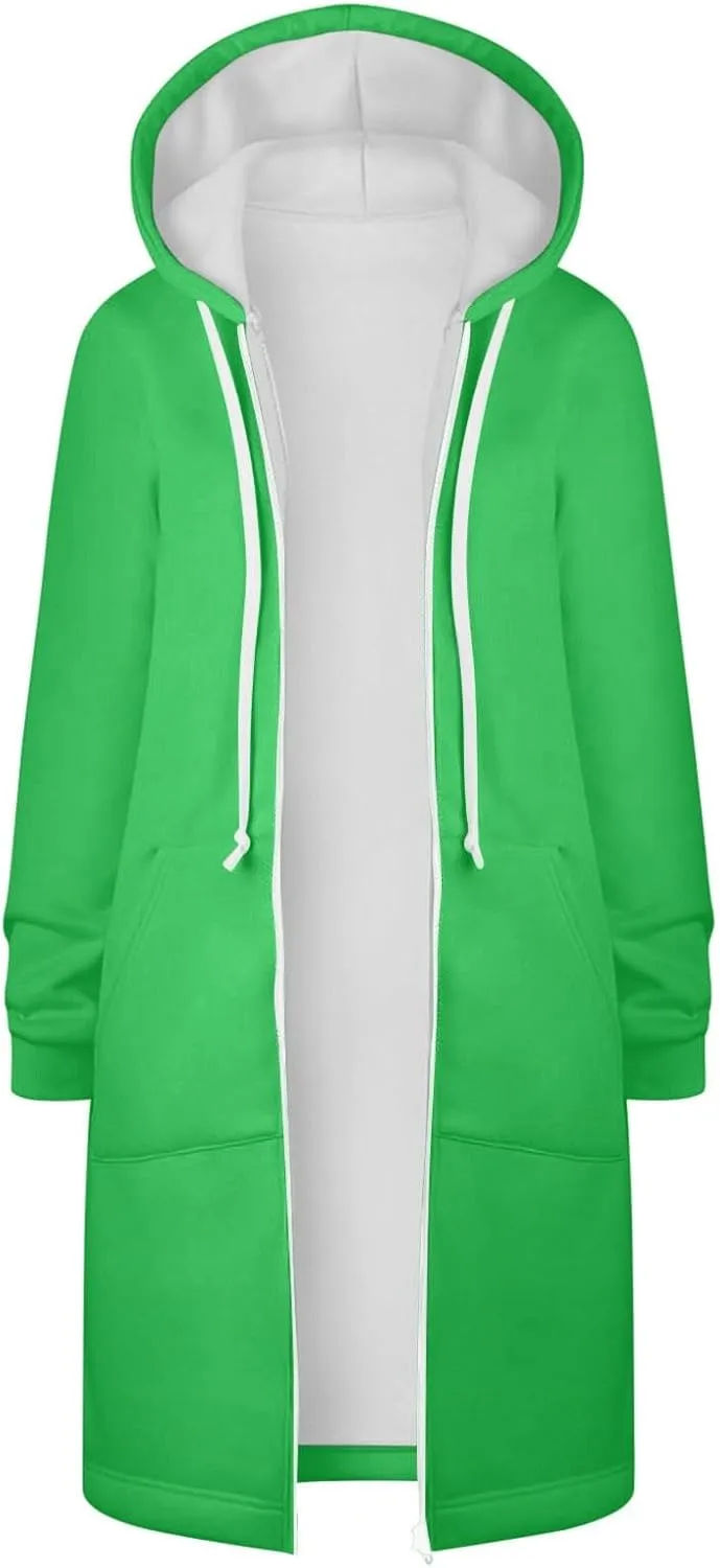 Women's Zip Up Hoodies Oversized Fleece Long Tunic Sweatshirts Casual Long Sleeve 2024 Fall Trendy Jacket Coat