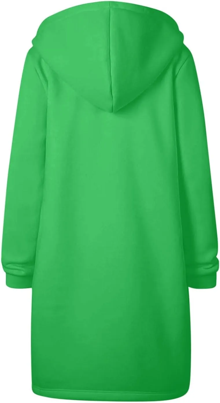 Women's Zip Up Hoodies Oversized Fleece Long Tunic Sweatshirts Casual Long Sleeve 2024 Fall Trendy Jacket Coat