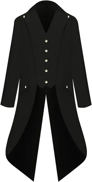 XIAXOGOOL Men Jacket Oversized Steampunk Trench Coat For Men Medieval Victorian Gothic Stand Collar Long Coat Tailcoat Jacket