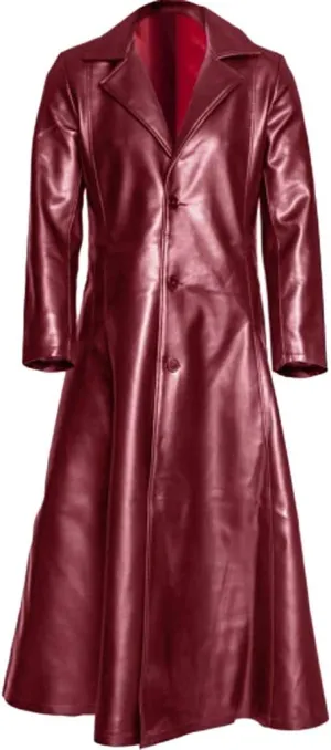 XUNRYAN Mens Long Leather Jacket Trench Coat Big and Tall Retro Faux-Leather Vintage Steampunk Gothic Jacket Overcoat