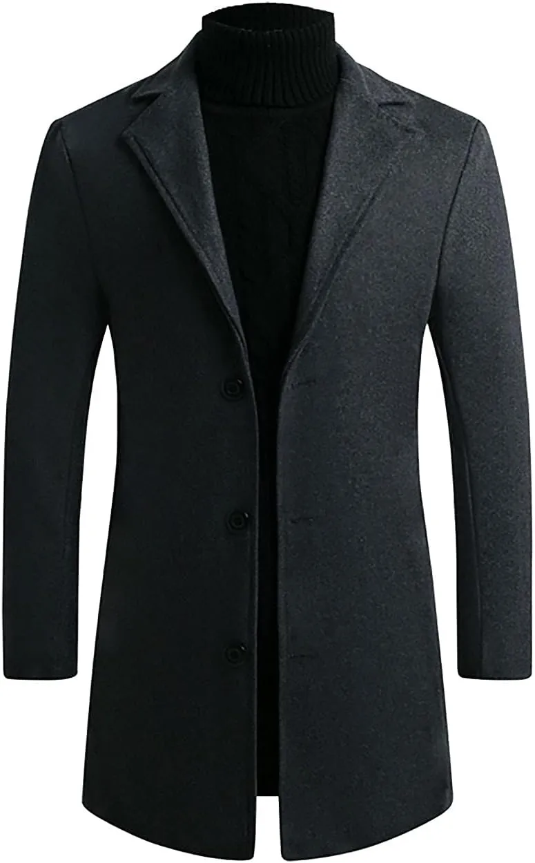 XUNRYAN Teen Boys Trench Coats Wool-Blend Peacoats Slim Fit Lapel Blazer Jackets Elegant Suits Winter Fall Fashion Coat