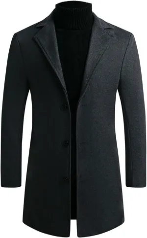 XUNRYAN Teen Boys Trench Coats Wool-Blend Peacoats Slim Fit Lapel Blazer Jackets Elegant Suits Winter Fall Fashion Coat