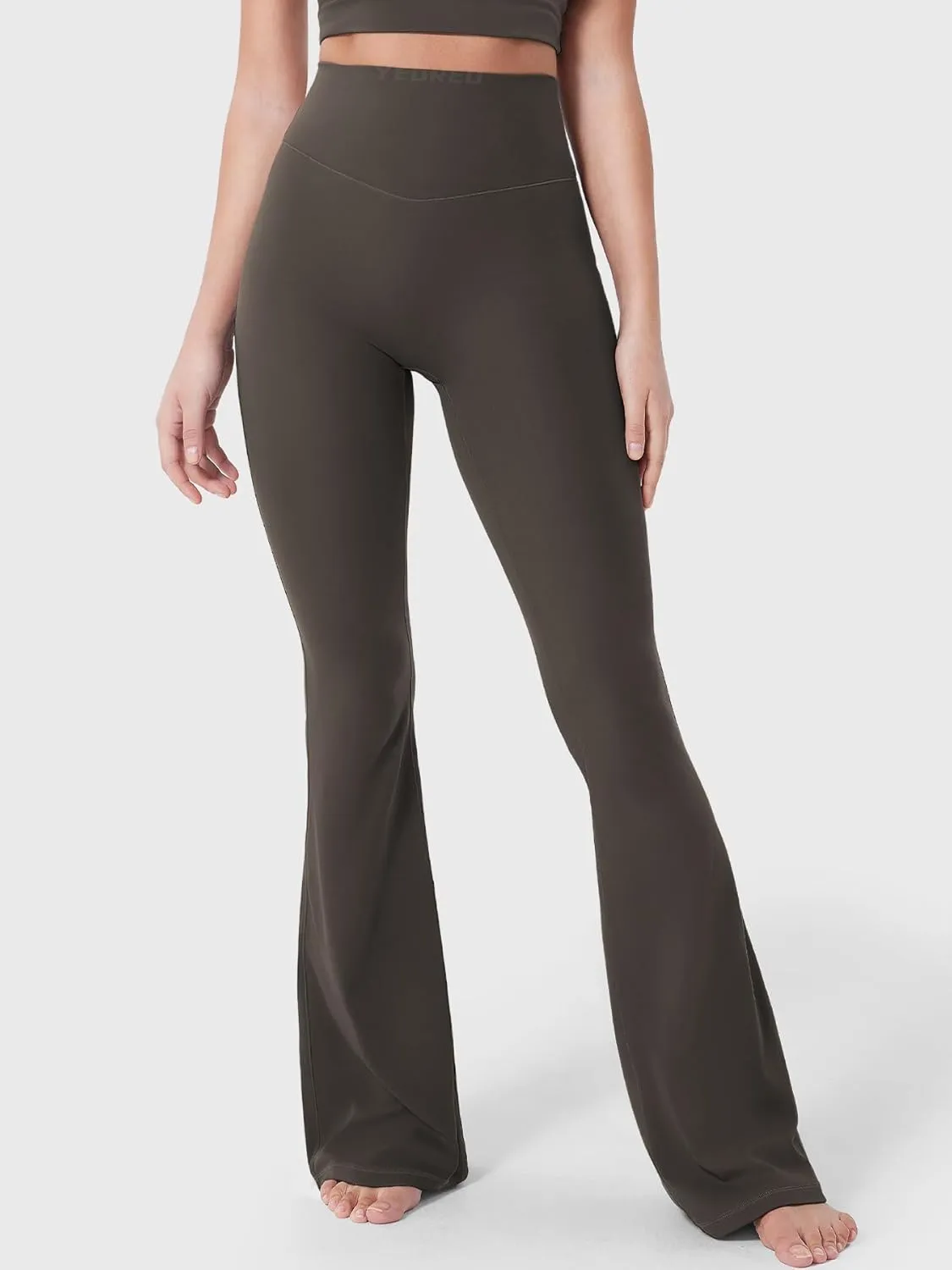 YEOREO Baverly Workout Flare Leggings for Women, 32" Hidden Scrunch Gym Yoga Pants High Waisted Casual Leggings