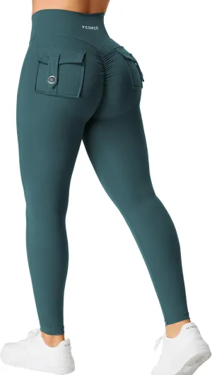 YEOREO CoreFlex Leggings with Pockets for Women Charm Scrunch Workout Leggings V Cross Waist Butt Lifting Gym Yoga Pants