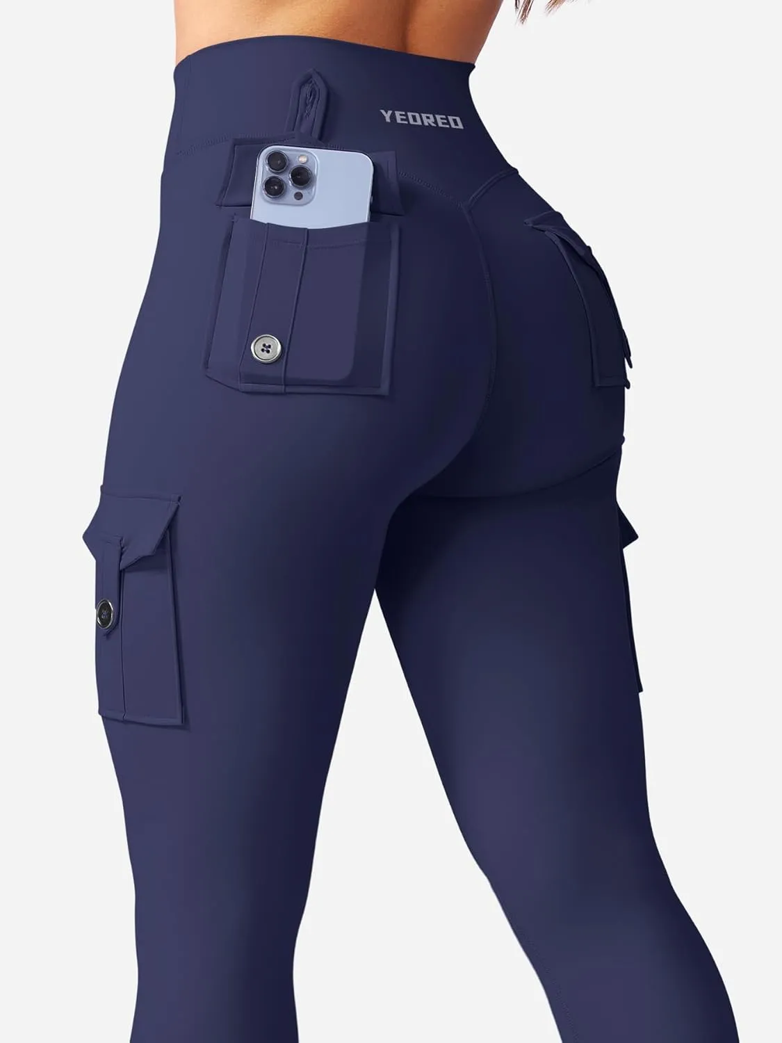 YEOREO CoreFlex Workout Cargo Leggings with Pockets for Women Hidden Scrunch Butt Lifting Leggings Gym Yoga Pants