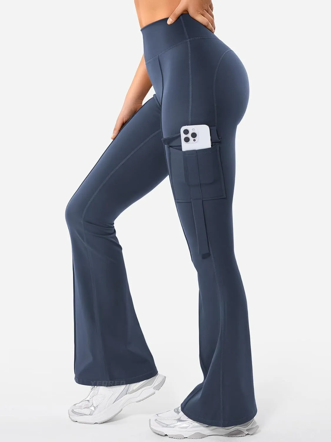 YEOREO Workout Flare Leggings with Pockets for Women Byenda Scrunch Butt Lifting Leggings Women No Front Seam Yoga Pants