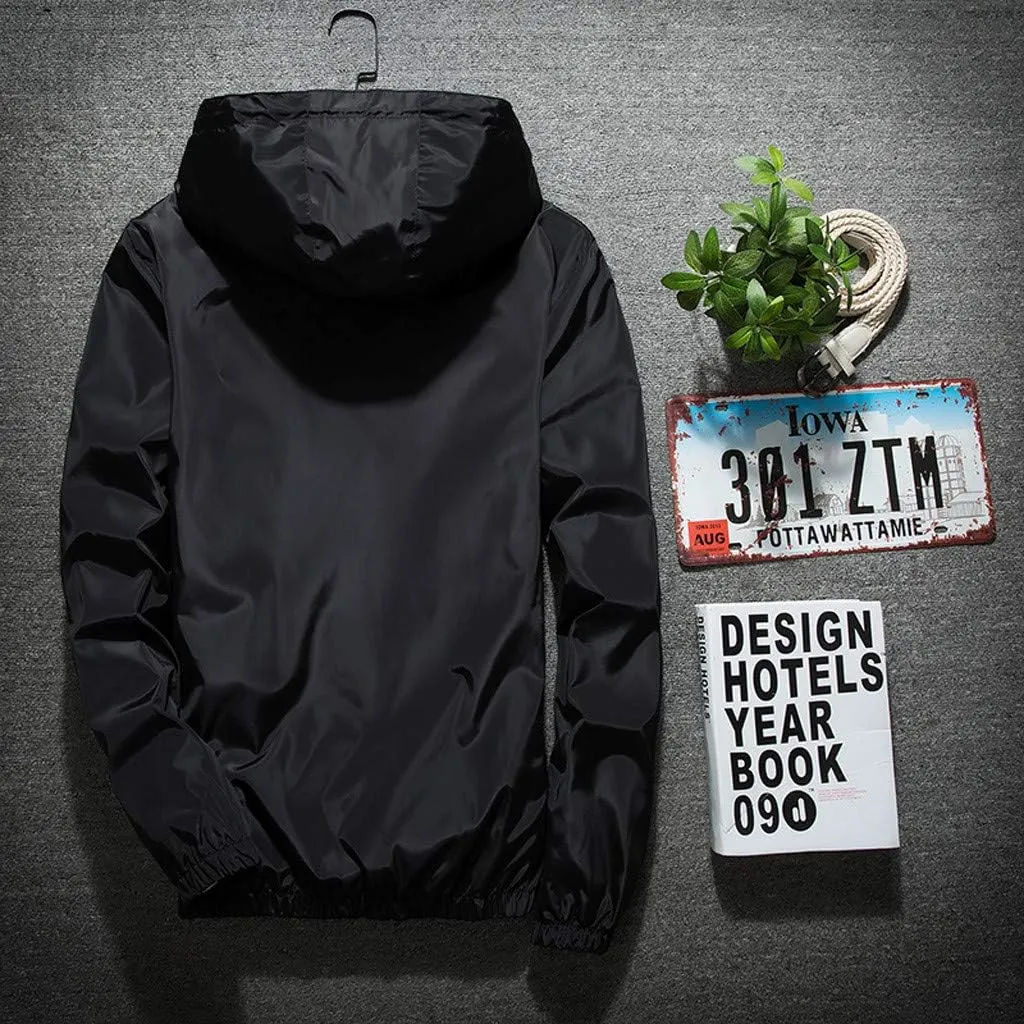 Ymosrh Men's Jackets Rain Jacket Waterproof With Hooded Hiking Coat Casual Lightweight Windbreaker Light Jacket, M-7XL